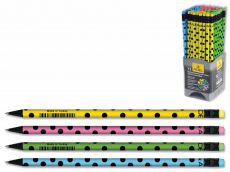 Карандаш чернографитный Adel Blackline DOTTED 209-1194-000 HB черное дерево ластик корп. асс (ж/р/з/г)